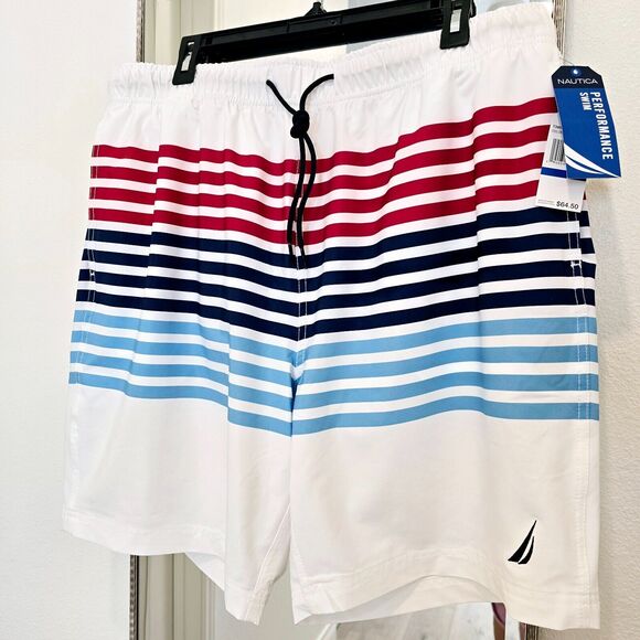 NWT NAUTICA Striped Swim Trunks Mens XL